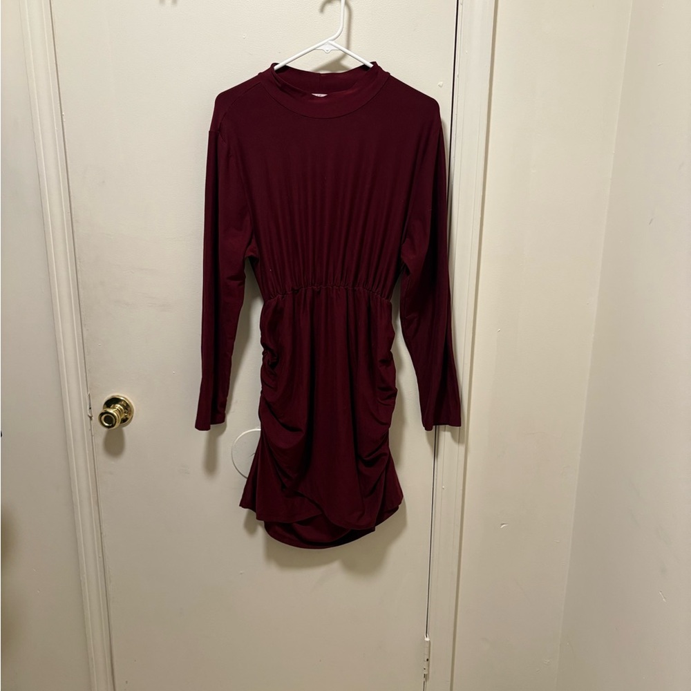 Elegant Burgundy Women's Dress